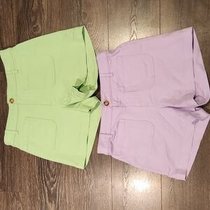 LOFT High Waist Shorts in Light Green and Lavender